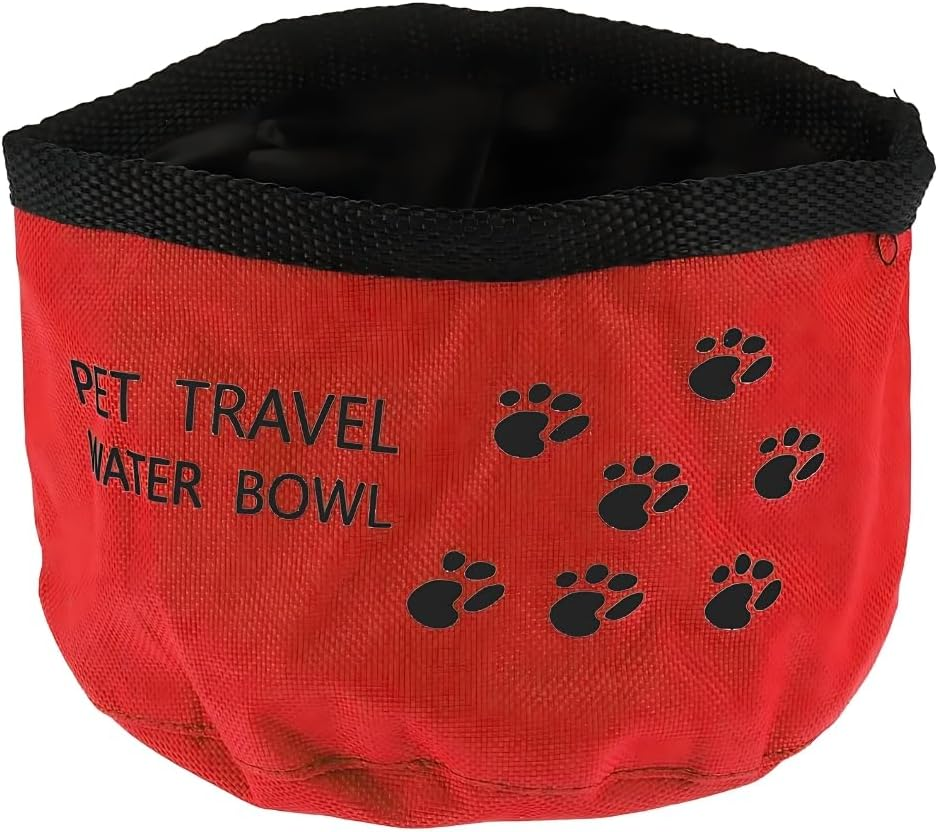 EZONEDEAL Dog Treat Pouch, Food Dish Water Bowl Waterproof Nylon Space for Dog and Cat Ideal Dogs Cats Feeding Drinking Travel Accessories Pets Dog Treat Bag (2 Red)