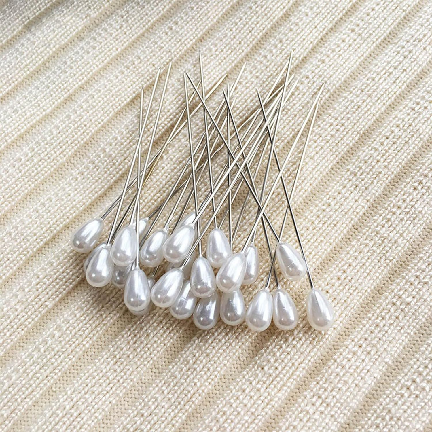 Zlongron 100 Pieces Hijab Pins, Long Teardrop Pearl Head Pin, Boutonniere Pins, Buttonhole Pin, Can Also Be Used for Jewelry Making Sewing Wedding Floral Decorations and DIY Crafts image number 5