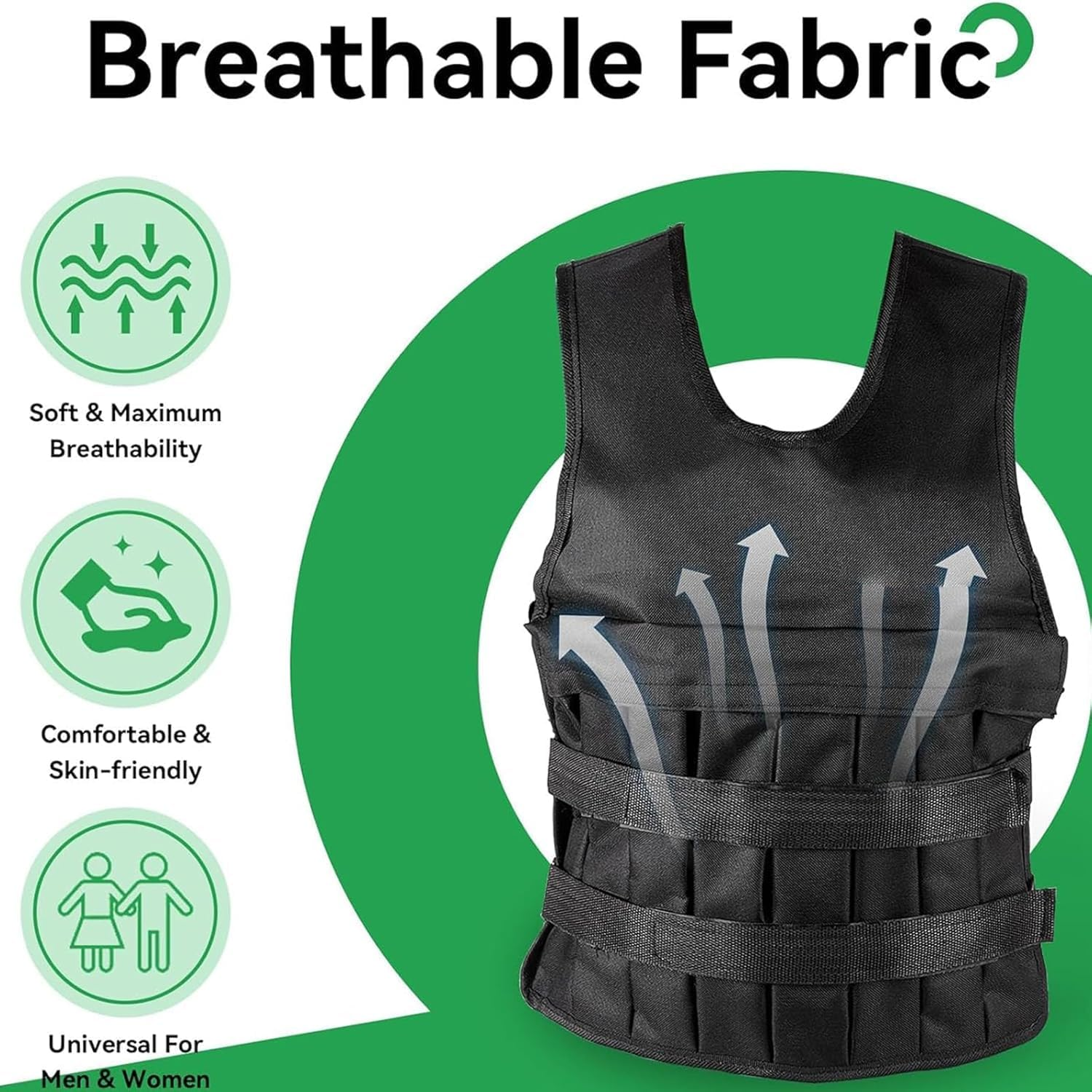 Adjustable Weighted Vest for Women Men 5Kg 8Kg 10Kg 15Kg 20Kg, Weight Workout Vest for Strength Training, Running, Fitness, Walking, Weight Loss, Training, Weightloss - 10Kg-Black image number 3