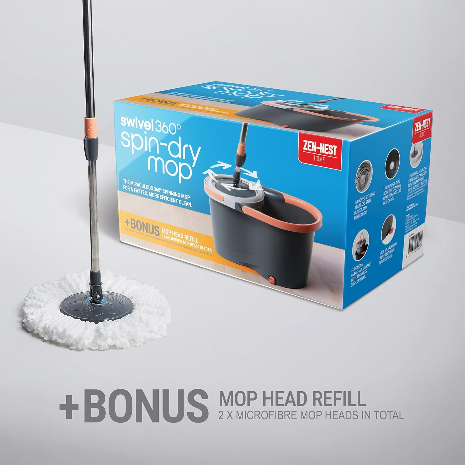 Zen Nest Premium Spin Mop & Head image number 1