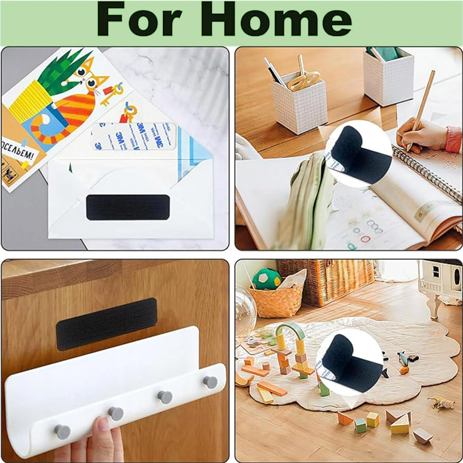 Roczential 16 Set Velcro Tape (7.5 X 2.5 Cm), Velcro Dots with Adhesive Heavy Duty, Velcro Strips for Couch Cushions, Carpet, Pedal Board (Black) image number 6