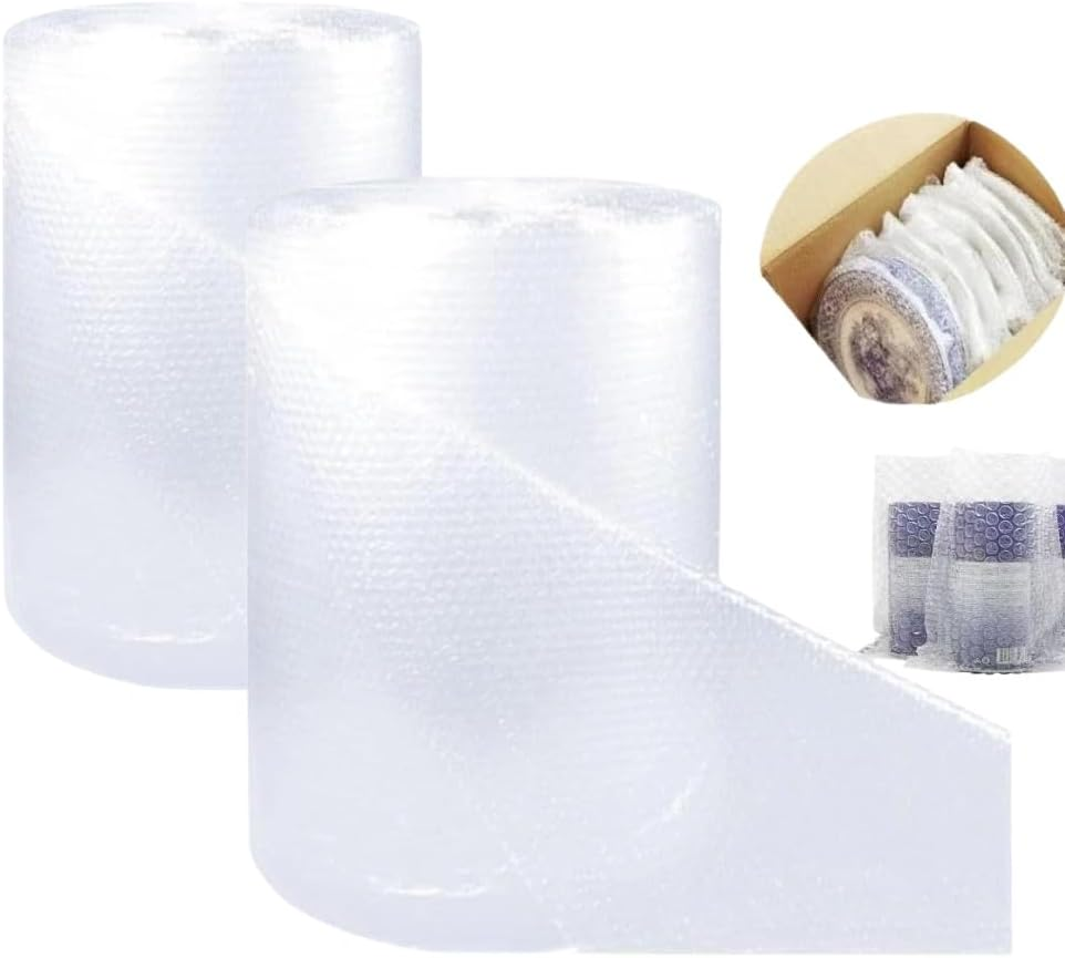 2-Pack Bubble Cushioning Wrap, 10 Inch X 60 Feet Total, Moving Supplies, Small Bubble Cushioning Protective Roll for Moving Shipping Packaging image number 1