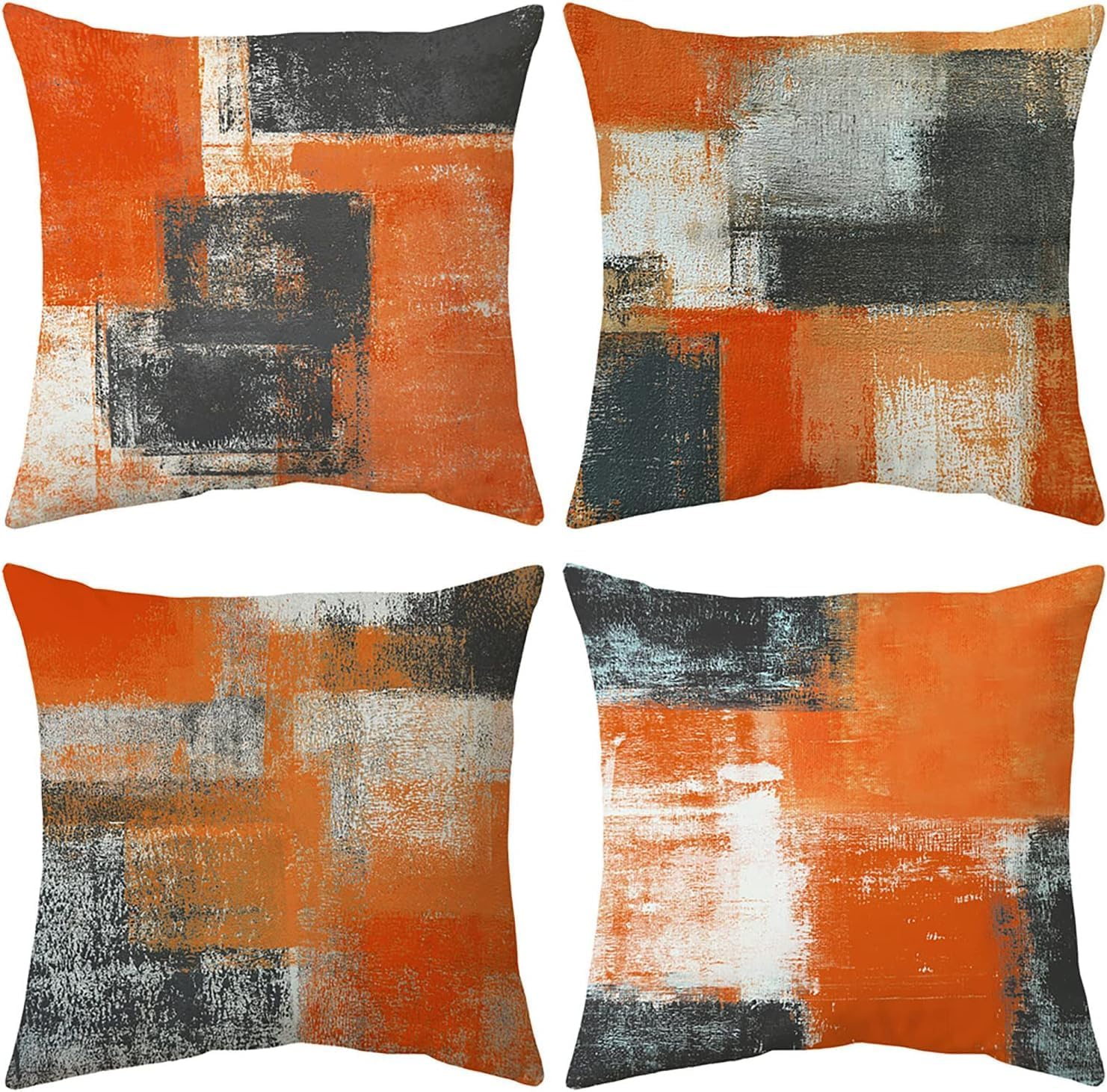 Decorative Throw Pillow Covers Burnt Orange Cushion Cover Taupe Abstract Art Painting 4 Pcs Pillowcase 18X18 Inch for Sofa Couch Bedroom Living Room Outdoor Home D&eacute;cor