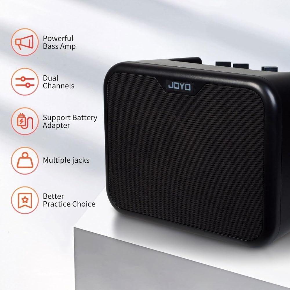 JOYO MA-10E 10W Small Electric Guitar Amp Mini Portable Guitar Practice Amp Battery Powered Combo Guitar Amplifier Dual Channel and Aux Input Jack