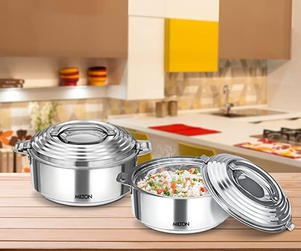 Milton Casserole for Hot Food, Insulated Stainless Steel Hot Pot with Lid, 84 Oz (2500 Ml) 2.6 Qt, Serving Box (Bowl, Dish) for Food and Roti Galaxia 2500 Food Warmer Cooler, Silver image number 2