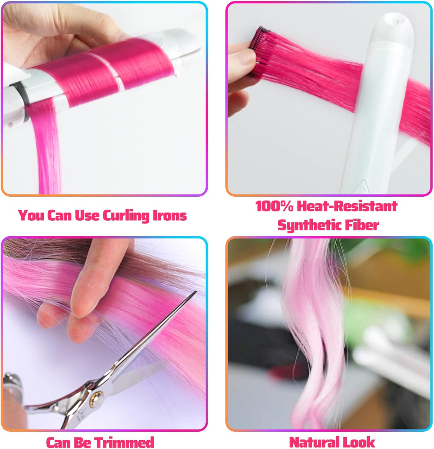 Coloured Hair Extensions Clip in for Girls 22 Inch Colourful Straight Hair Extensions for Party Highlights Hair Accessories Hairpieces for Children Women (10 Pieces Peach Pink) - Blonde image number 5