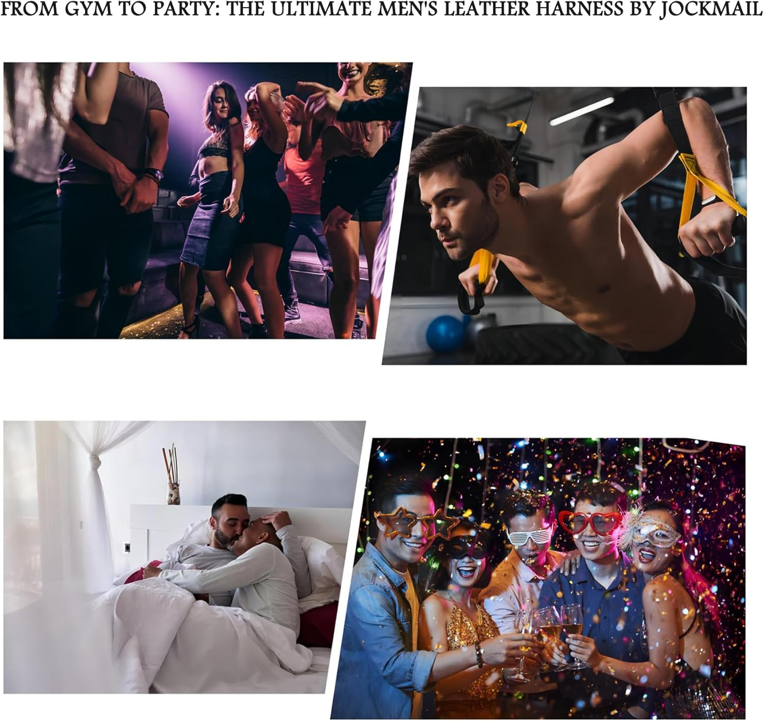 JOCKMAIL Men'S Harness Leather Harness for Men Adjustable Mens Harness Chest for Fashion, Fitness, and Special Occasions image number 4