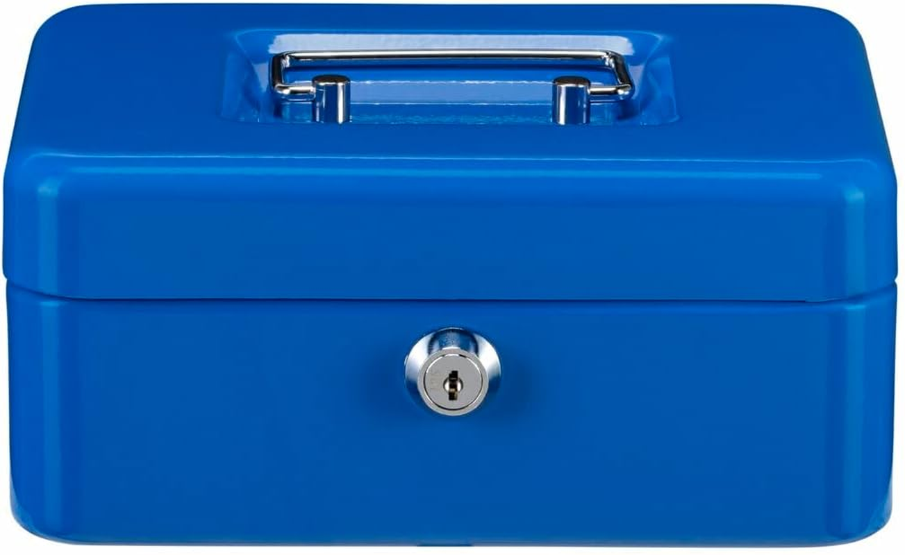 Burg-W&auml;chter Money Box Lockable with Key and Hard Money Insert, Sheet Steel, Money 5020, Blue