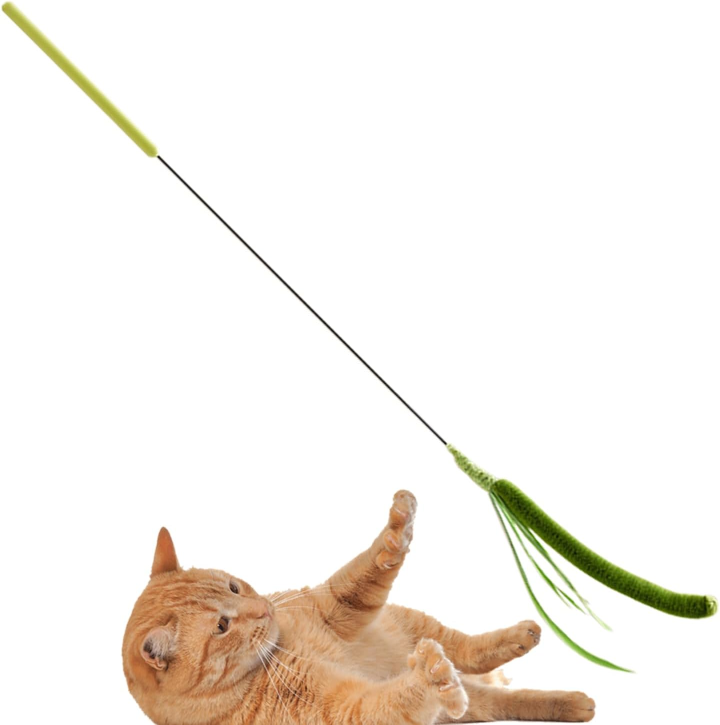 Cat Wand Toy - Simulated Setaria Kitten Toy Rod | Cat Stick | Simulated Dogtail Grass Teaser | Faux Grass Shaped Plush Rod for Physical Training and Playing