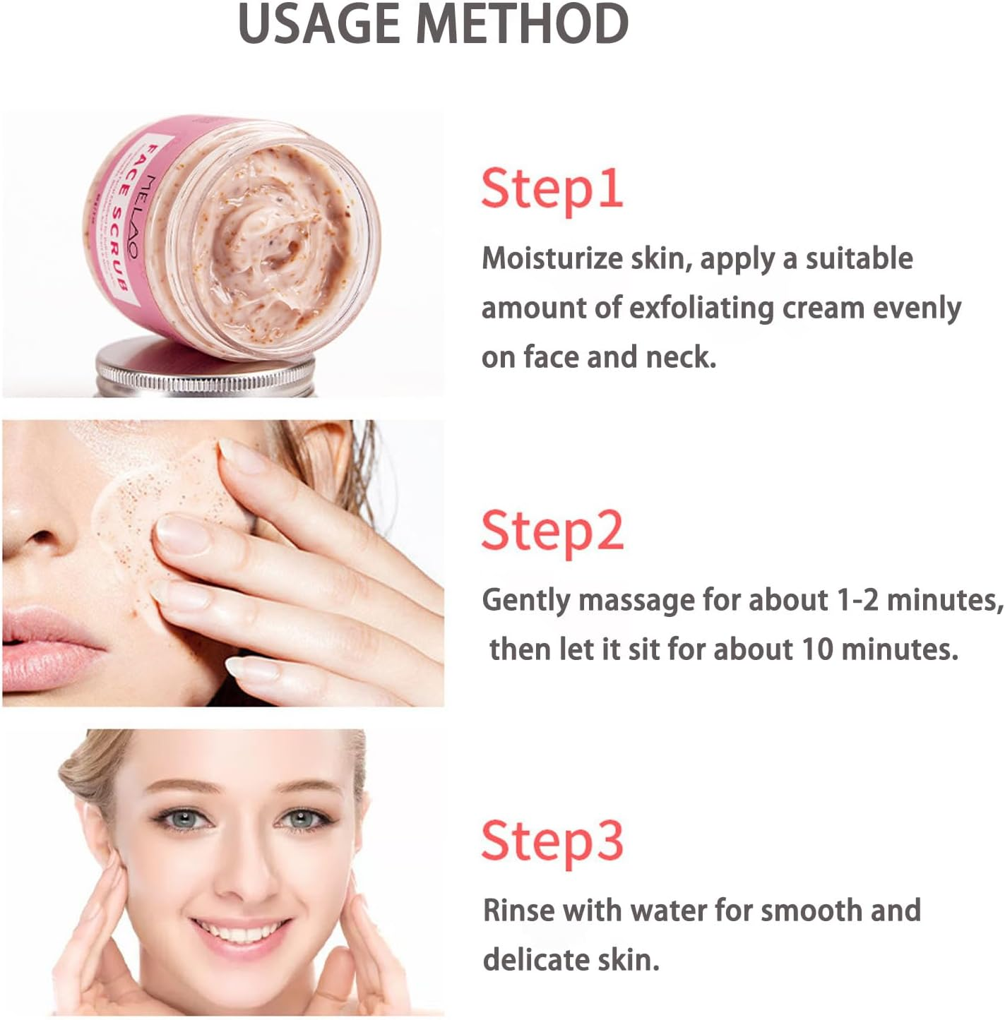 Natural Face Scrub with Shea Butter, Jojoba Oil, Retinol, Salicylic Acid, and Vitamin E - Gentle and Effective Exfoliation and Skin Renewal - 100% Vegan and Cruelty-Free - 60G image number 2