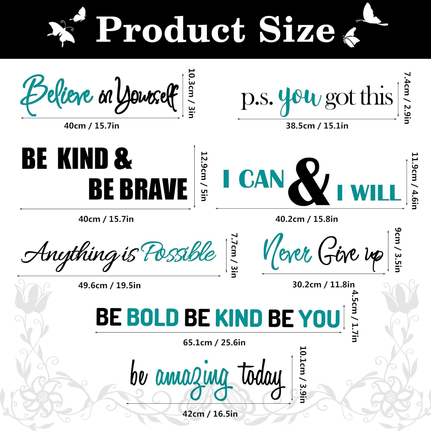 Inspirational Quotes Wall Decals Vinyl Motivational Wall Stickers Positive Lettering Spiritual Words Decals Affirmation Sayings for Women Girls Classroom Bedroom Living Room Bathroom Office Wall Decor image number 6