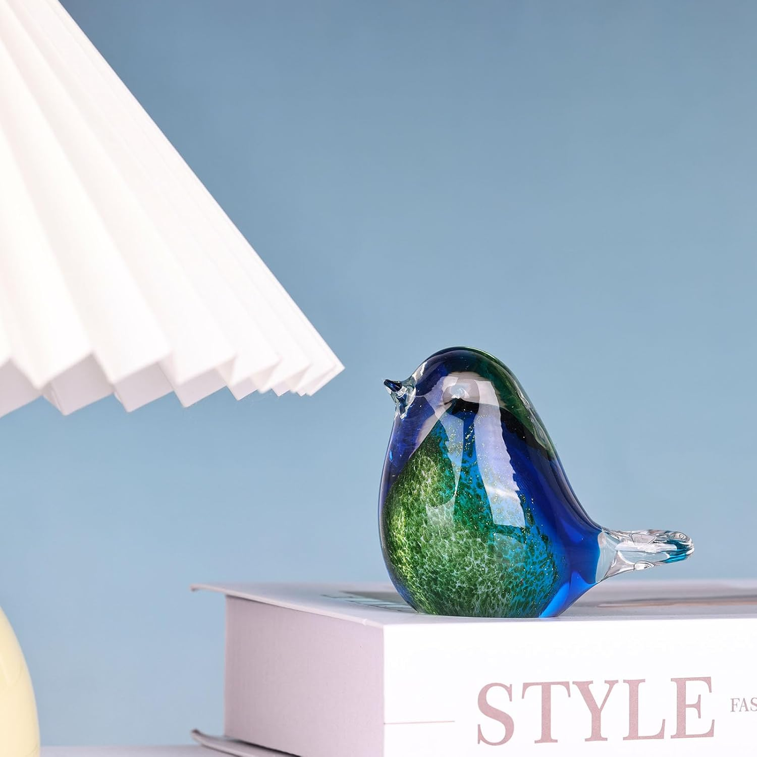 XMGZQ Hand Blown Glass Birds Figurines,Glass Animals Paper Weight,Modern Style Decorative Ornaments for Living Room,Bedroom,Farmhouse,Office Desktop,Bookshelf,Coffee Table,Cabinets,Bird Art Decor image number 2