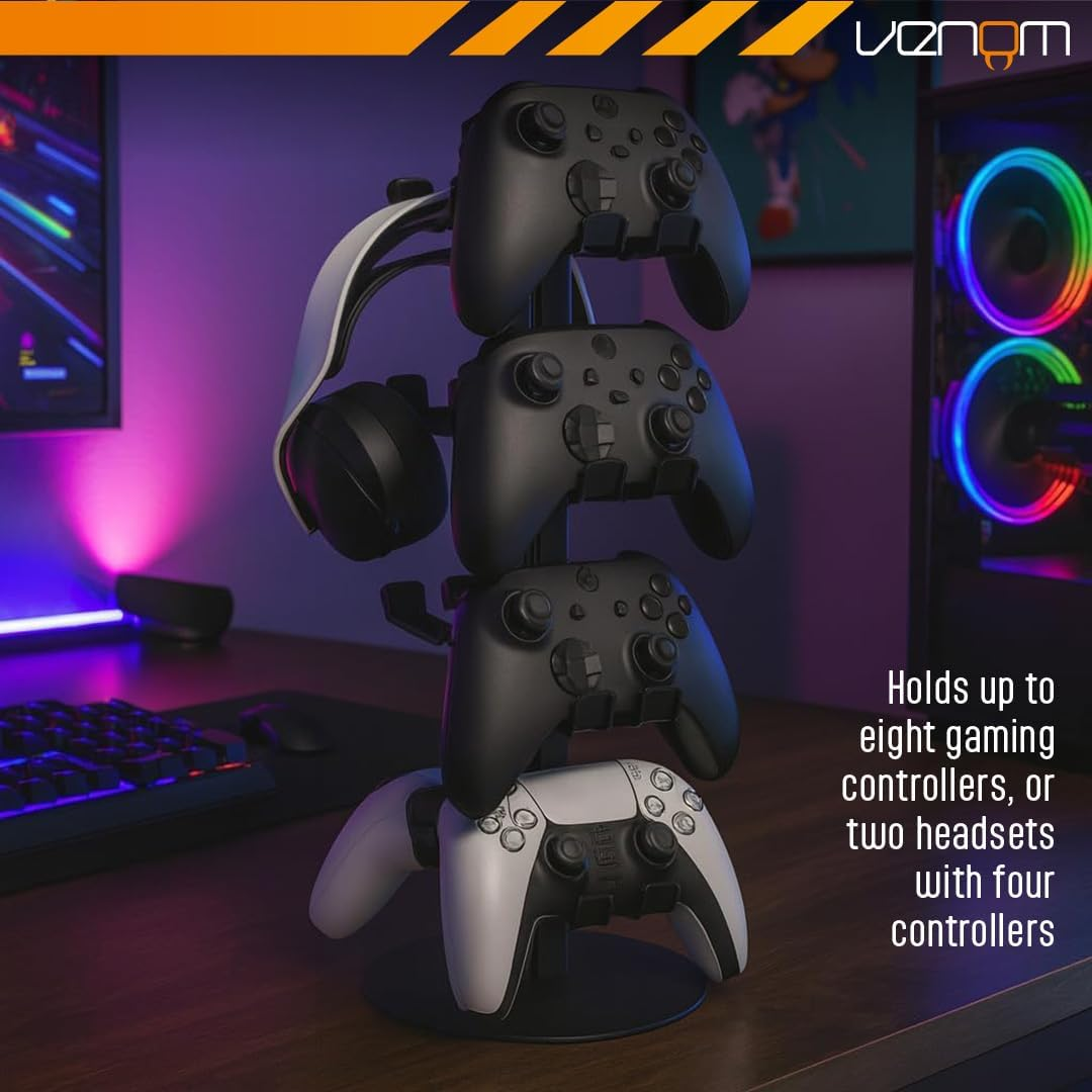 Venom Universeller Headset- & Controller-St&auml;nder | 4-Stufig Verstellbarer Metall-Organizer F&uuml;r Controller Oder Headsets | Gaming-Ablage F&uuml;r Playstation, Xbox, Nintendo Switch image number 4