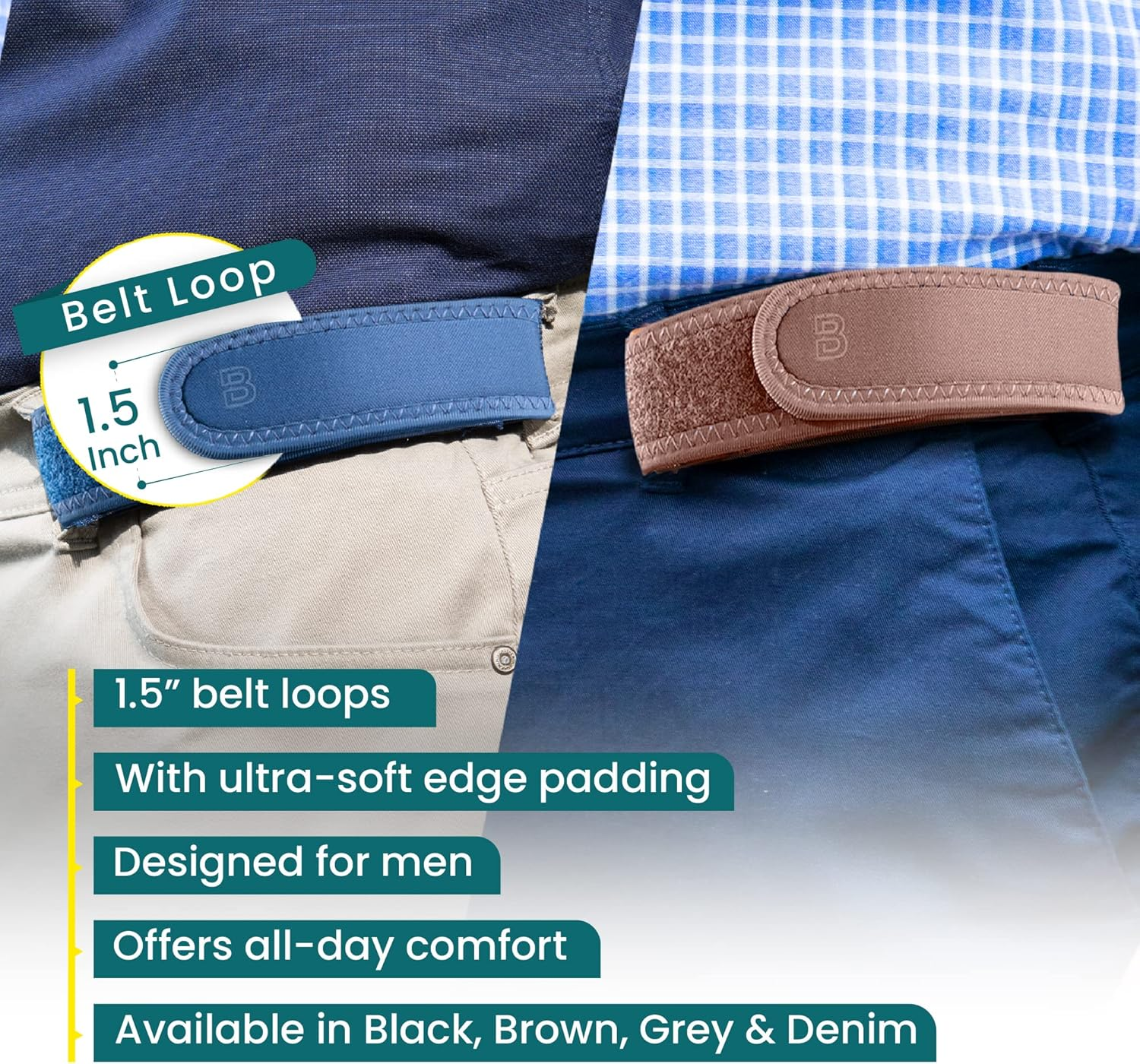 Beltbro Pro Pairs for Men &ndash; Next Generation Buckle-Free Elastic Belt with Ultra-Soft Edge Padding - Fits 1.5 Inch Belt Loops image number 4