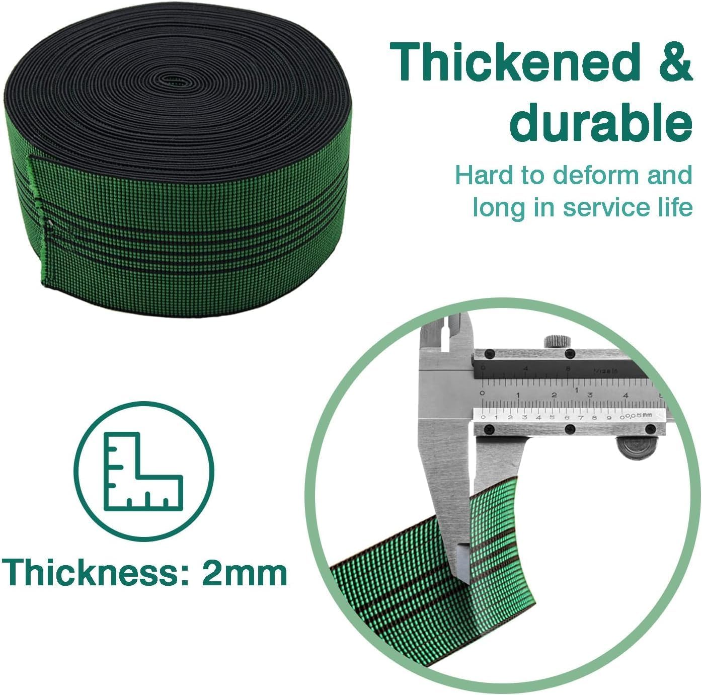 LH Upholstery Webbing Chair Couch Material Replacement,Elastic Webbing Latex Band, Stretchy Spring Alternative, Furniture Repair DIY Elasbelt 2" Wide (10M/32Ft) image number 5