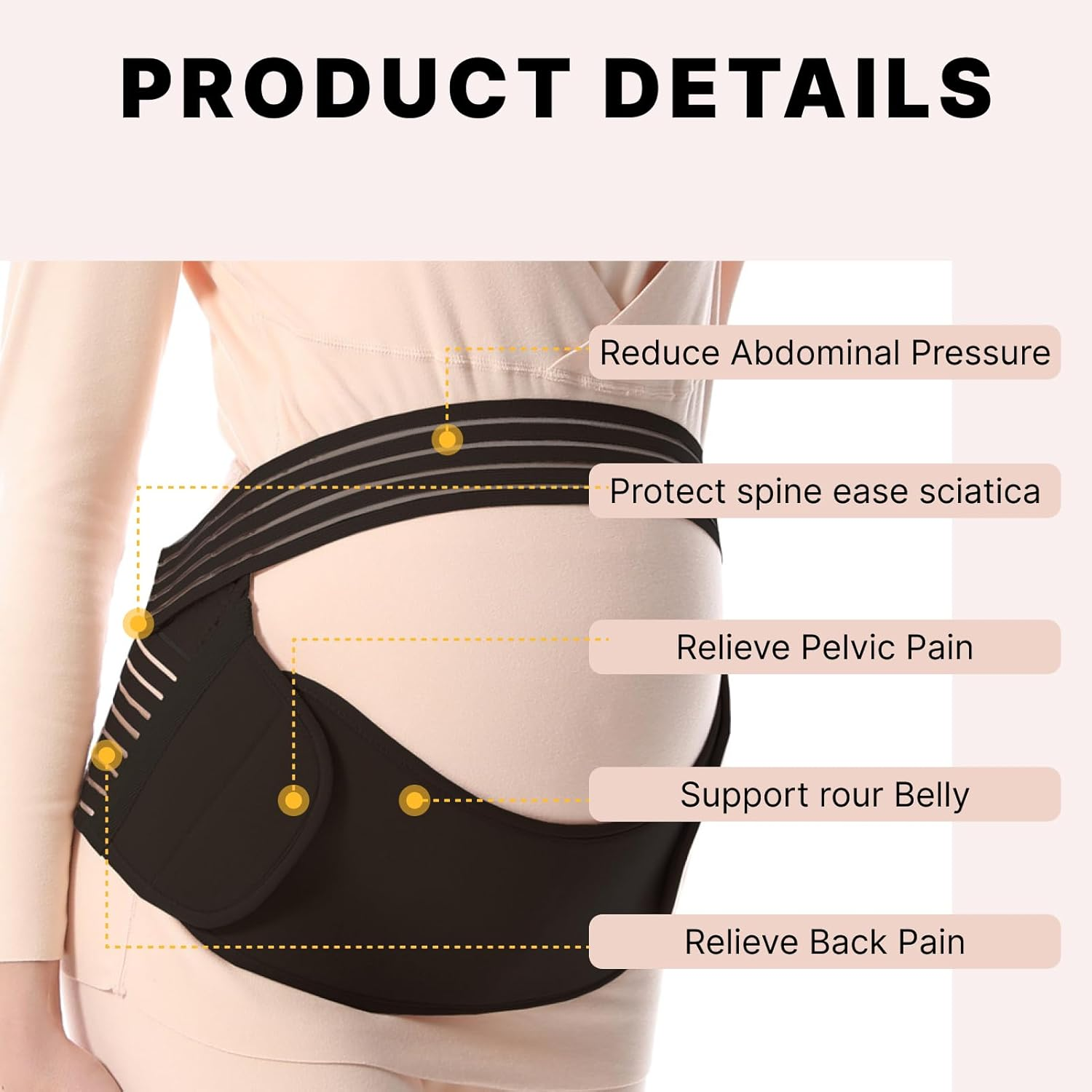 3-In-1 Belly Band Pregnancy, Adjustable Pregnancy Belly Support Band for Pain Relief, Breathable Mesh Design for Expecting Mothers, Comfortable Maternity Belly Bands & Supports, Size XL image number 4