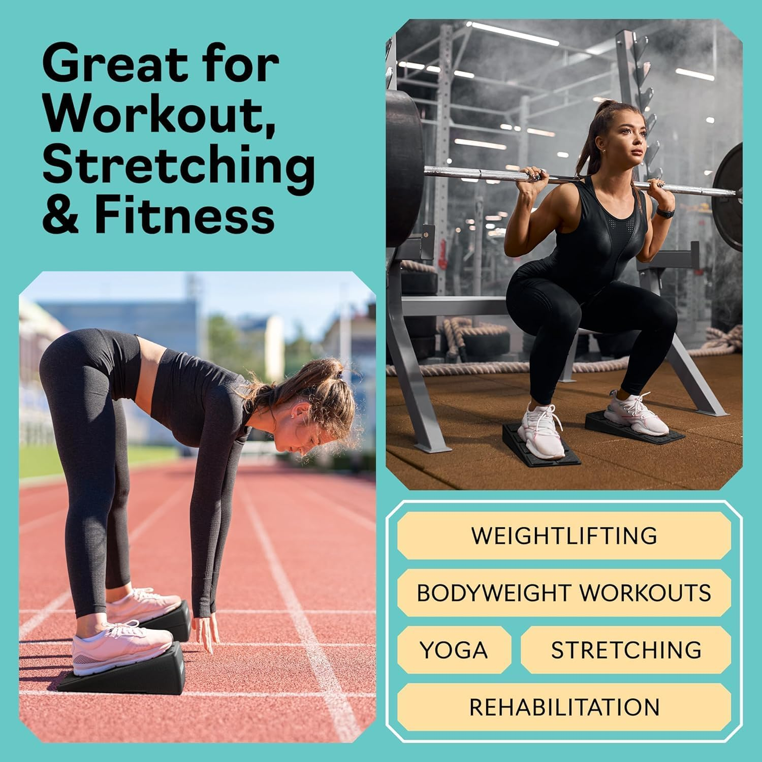 Slant Board Squat Wedge for Calf Stretching，3 Pcs Foot Stretcher Balance Board for Plantar Fasciitis, Adjustable Foam Slant Board Wedge Great for Exercises image number 1