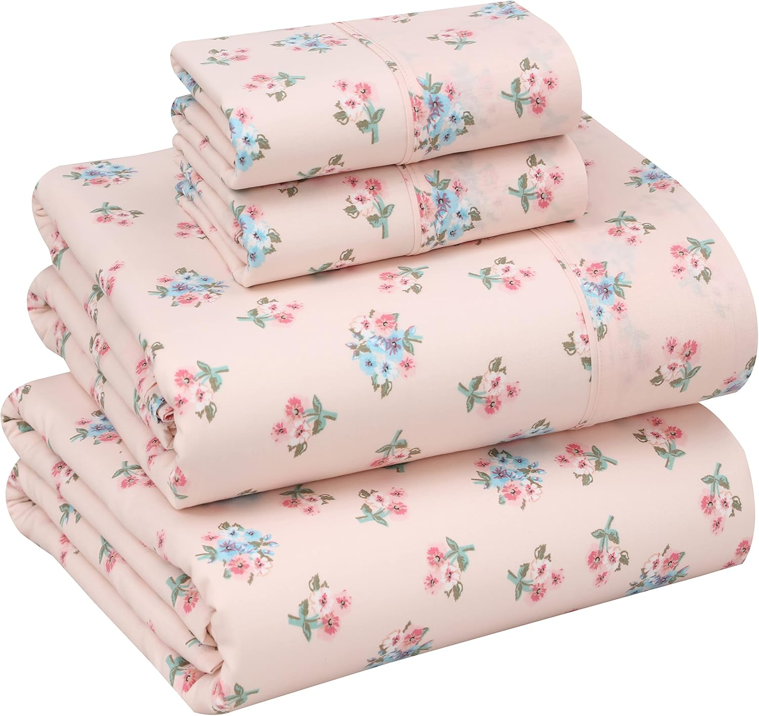 RUVANTI 100% Cotton King Size Sheets Set, 4 Pieces, Soft & Breathable Percale Weave Bedding, Deep Pocket 16", Hotel Standard, Crisp Cool Feel, Durable, Perfect Floral Bed Sheet, Spring On image number 2