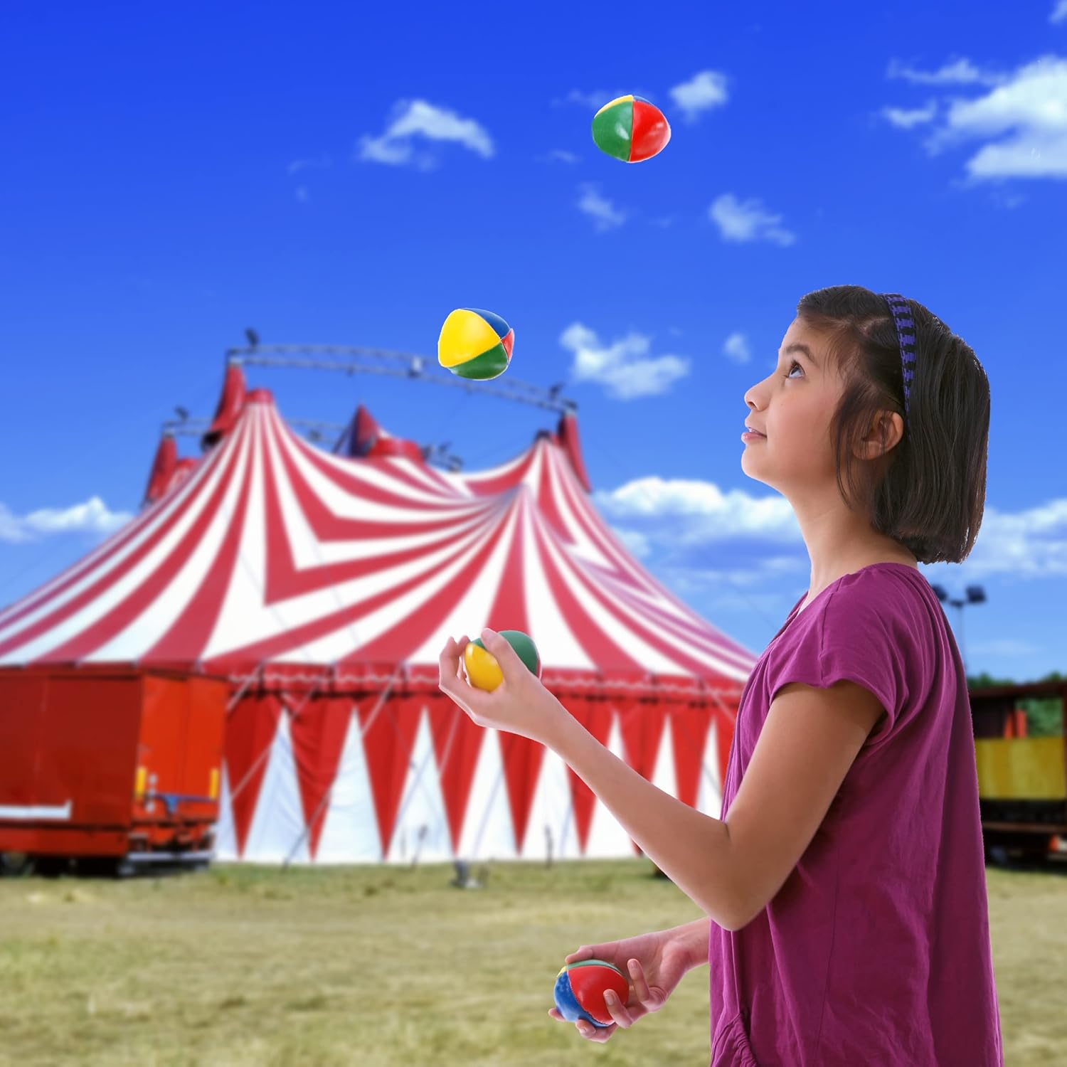 Relaxdays 10037946 Juggling Balls, Set of 5, Professionals, Beginners, Soft Juggling Balls, Children, Adults, Juggling Set, Diameter 6.5 Cm, Colourful image number 1