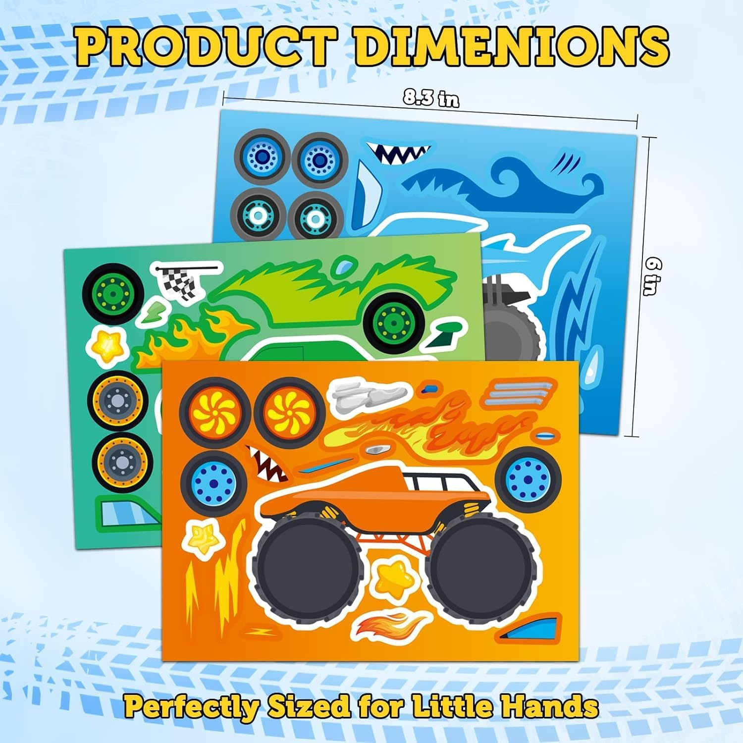 Chengruiy 24 Sheets Monster Trucks Stickers for Kids, Ideal for Monster Truck Party Favors, Birthday Decorations, and Creative DIY Crafts image number 3