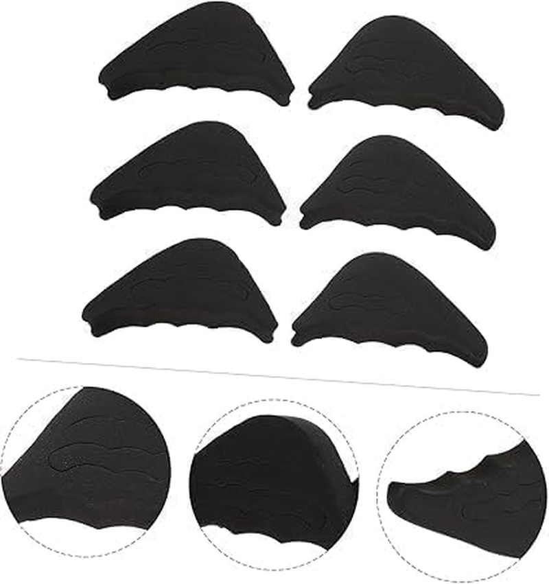 6 Pairs Half Size Padded Toe Plug of Foot Insert Toe Pad Toe Support Insoles Shoe Filler Toe Inserts Metatarsal Foot Pad Men and Women High Elastic Sponge Cushion Thicken (Black, One Size) image number 3