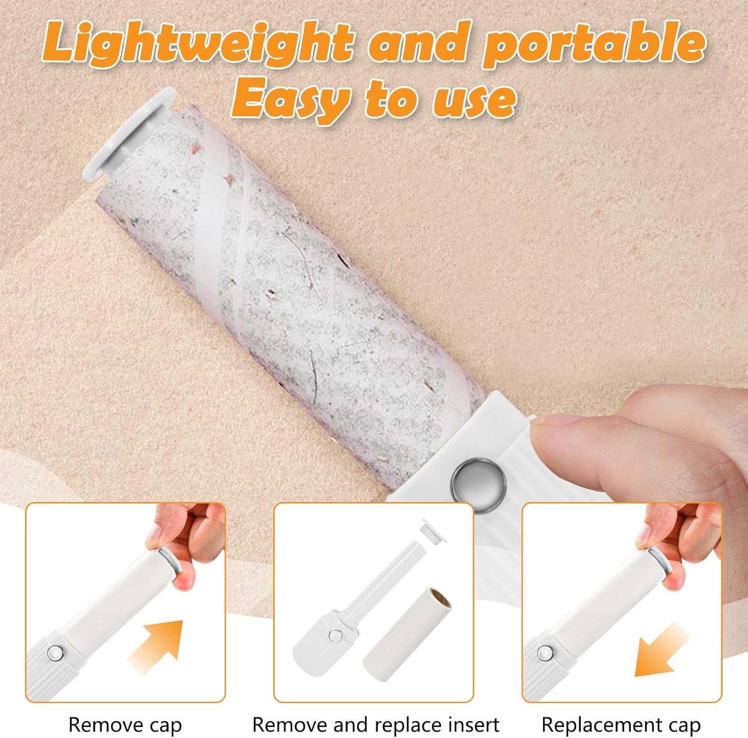 LELE LIFE Mini Lint Roller, Travel Lint Roller for Clothes, Extra Sticky Small Portable with Cover, Cat Hair Remover with 5 Refills, White Lint Roller, Pack of 2