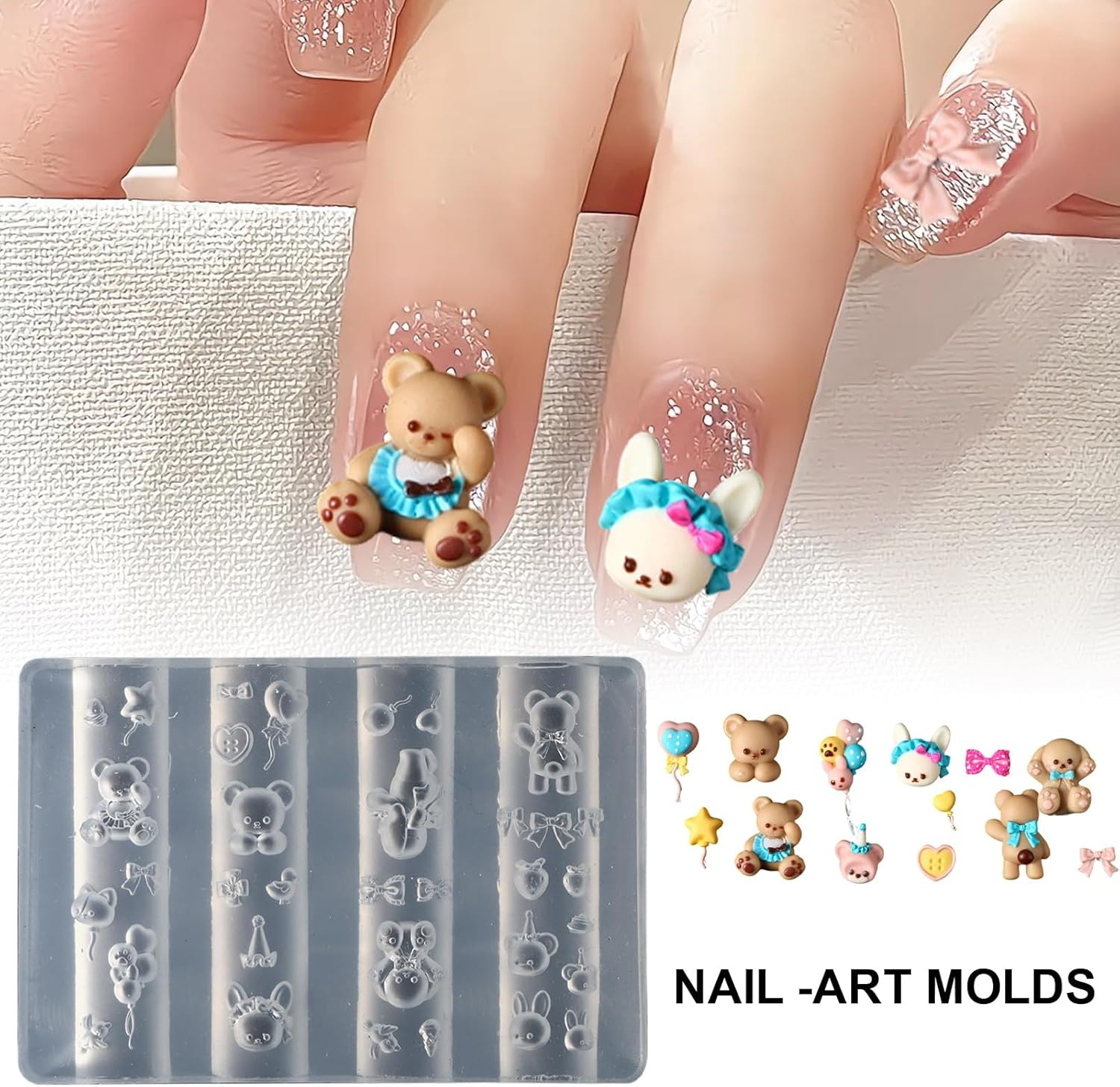 Silicone Naill Art Handicrafts Moulds | Bowknot Naill Art Mold | Easy-To-Apply Nail Carving Molds for Crafting Beautiful Nail Designs at Home, Salons, or Studios image number 5