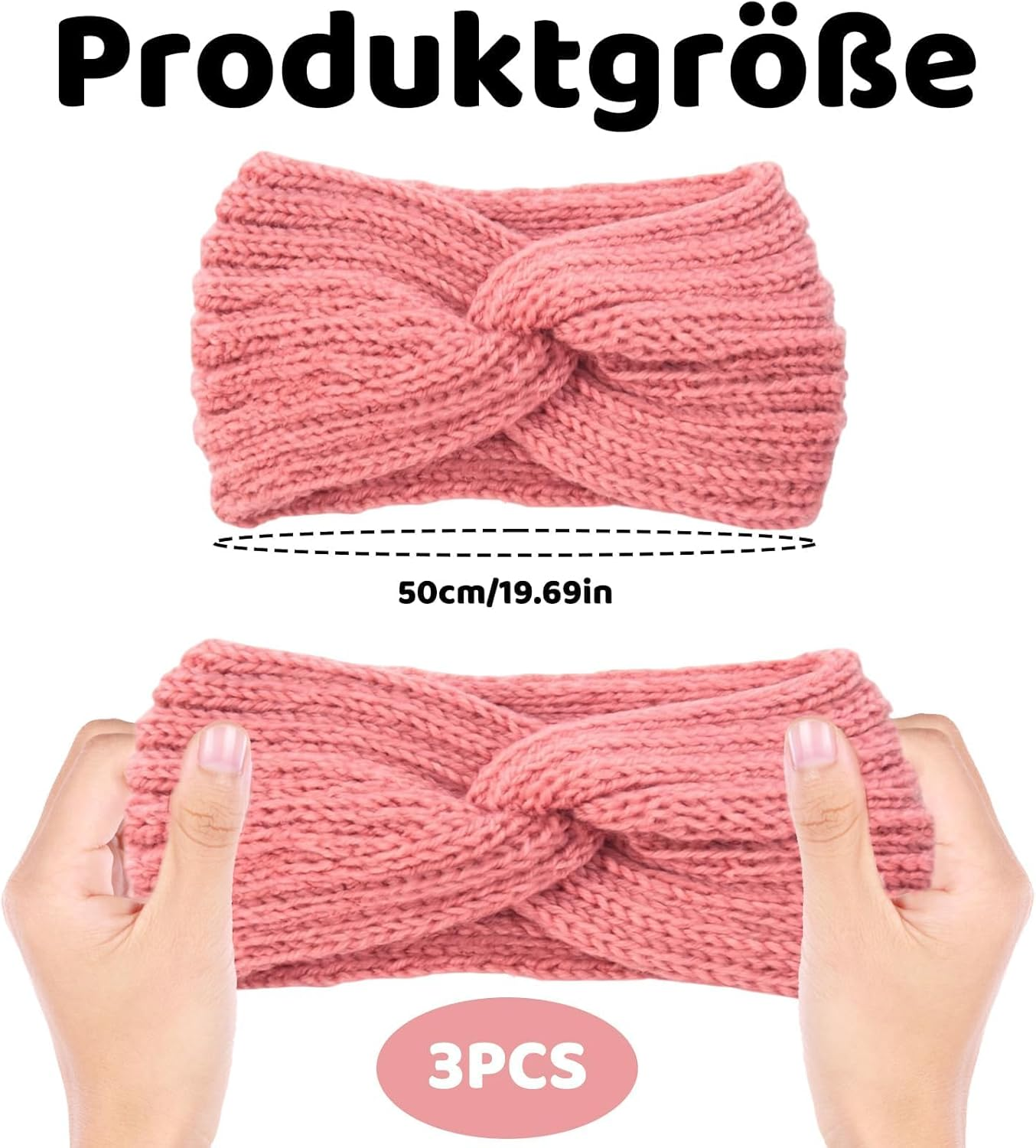 Women'S Winter Headband, Pack of 3 Ear Warmers, Sports Headband, Men, Grey and Beige image number 1