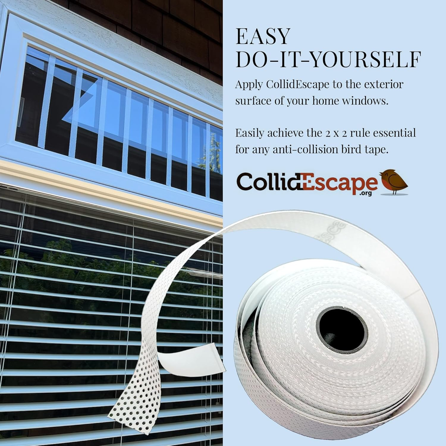 COLLIDESCAPE Spiderweb Clear Bird Tape for Windows (3/4" X 20' - Covers 1 to 2 Windows) | Bird Strike Prevention Decals image number 1