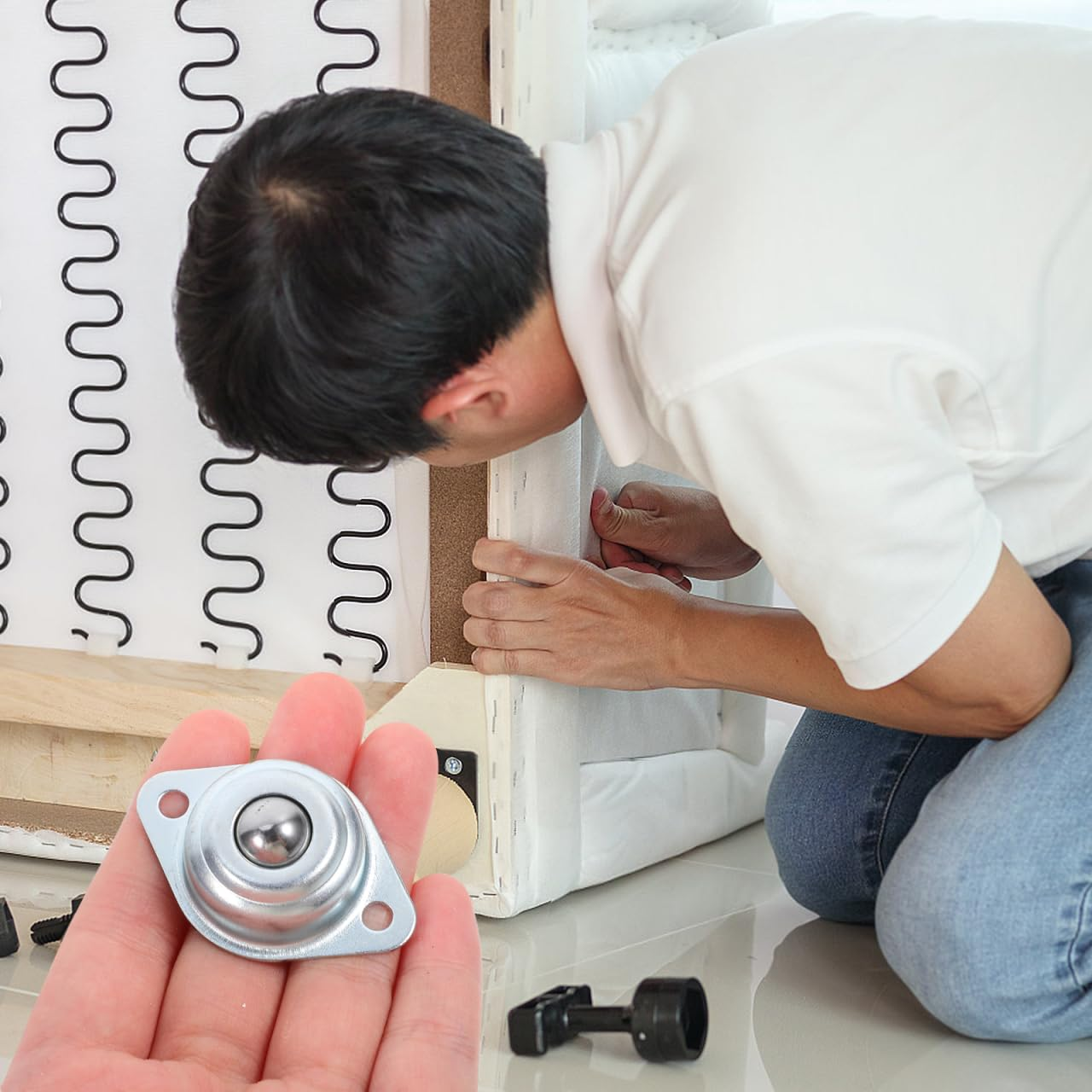 Castor Wheels: 12Pcs Mini Swivel Casters for Small Appliances Carbon Steel Bearings Low Noise Office Chair Wheels Smooth Rotation for Furniture and Storage Bins image number 3