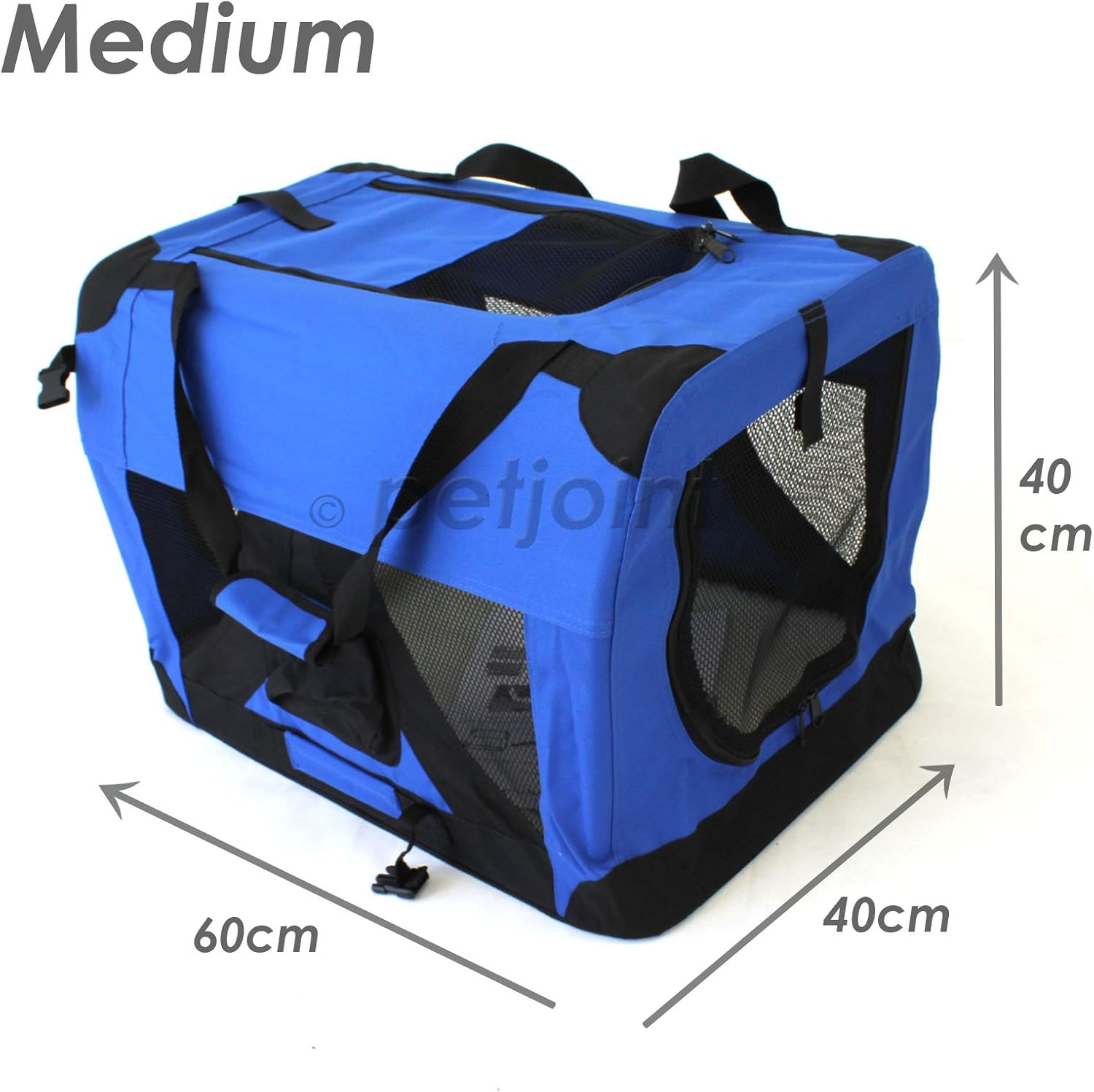 Pet Travel Carrier Soft Crate Portable Puppy Dog Cat Kitten Cage Kennel Home House Blue (Medium 60X40Cm) image number 3