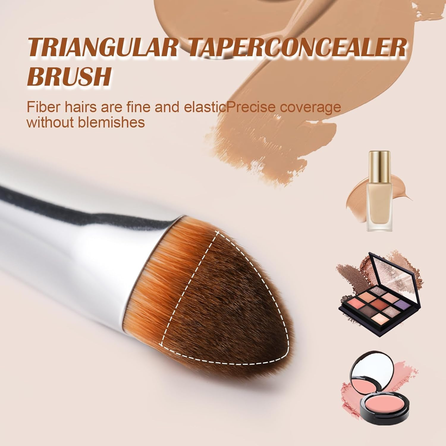 Concealer Brush under Eye, Small Triangle Brushes for Precise Coverage Dark Circles Blemishes Acne, Easy Blending for Concealer Contour, Cream/Liquid Makeup Brush image number 2