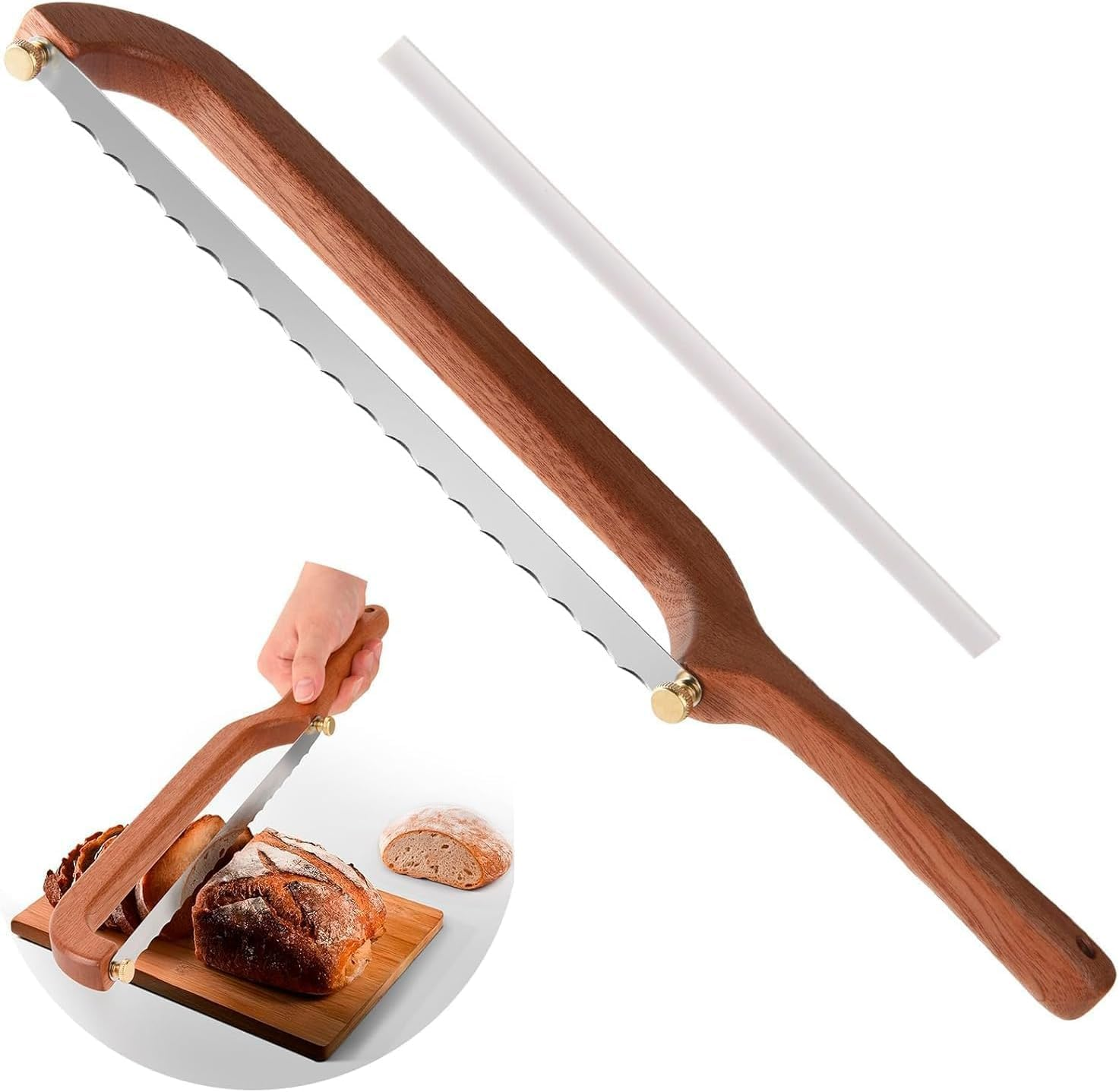 Ronluuu Serrated Bread Knife 25Cm - Pro Sourdough Knife for Even Slicing, Specialised for Crusty Homemade Breads & Sourdough Loaves image number 4