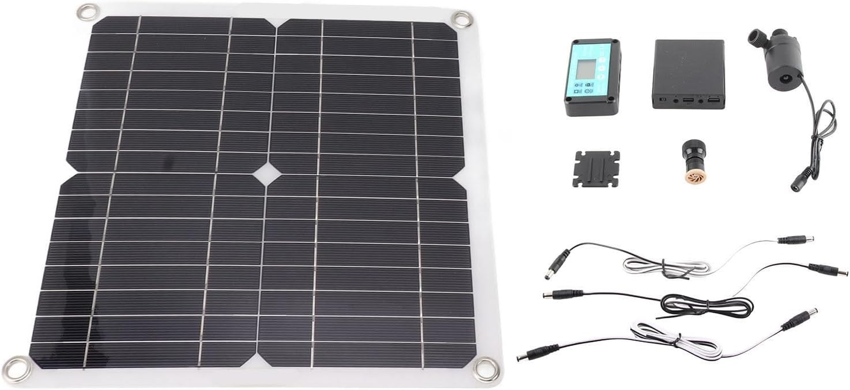Solar Water Pump Kit 50W Solar Panel 22W Water Fountain Pump with Battery Box Timing Controller image number 1