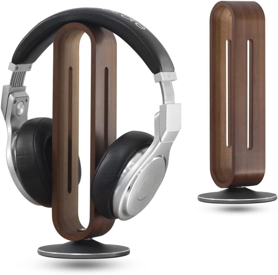 Headphone Stand for Desk,Bright STONE Wood Headset Holder Bamboo & Aluminum Earphone Stand for All Headphones (Grey) image number 2