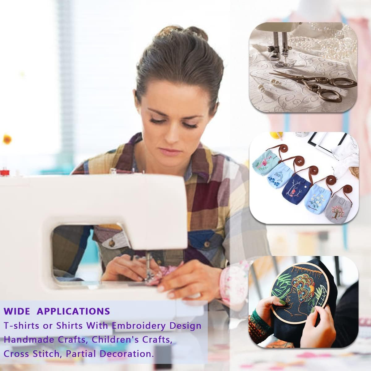 72Pcs 36 Colors Sewing Thread Set with Matching Prewound Bobbin Threads and Case, 550 Yards per Polyester Thread, Popular Colors for Hand & Machine Sewing image number 1