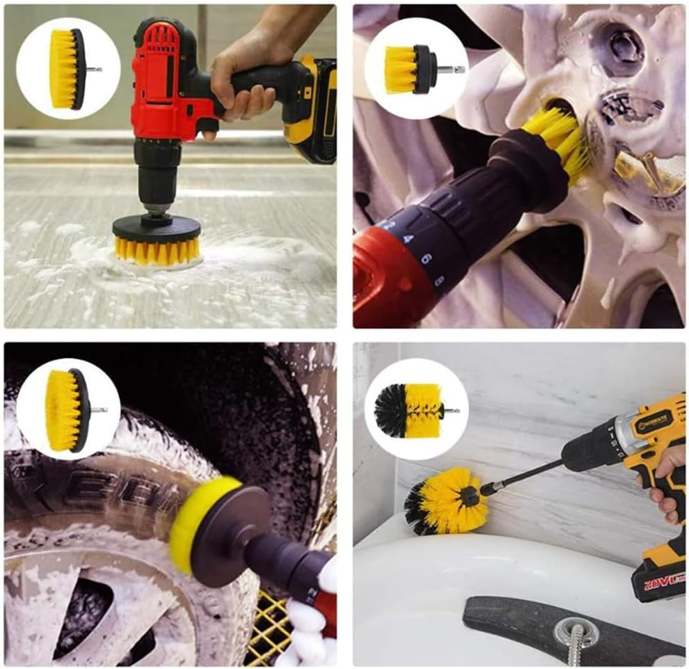 Eacam 26 PCS Drill Brush Attachments Car Detailing Brush Kit for Auto Includes Scrub Pads Sponges Detailing Brushes Washing Mitt Air Vent Brush Cleaning Cloth Household Cleaning Set for Cars Bathroom image number 2