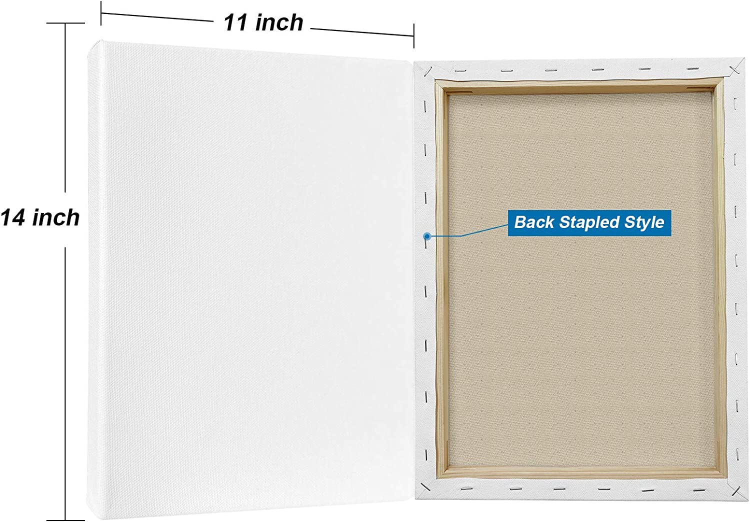 Genixart White Blank Stretched Canvas, Primed Professional Artist Canvases for Acrylics & Oils Painting (28X36Cm / 11" X 14" (6Pack)) image number 4