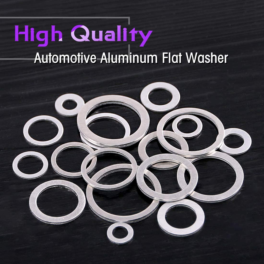 Swpeet 470Pcs Automotive Metric Oil Drain Plug Gasket Aluminum Flat Washer Assortment Kit, Including 18 Different Sizes - M6 M8 M10 M12 M14 M16 M18 M22 M24 image number 2