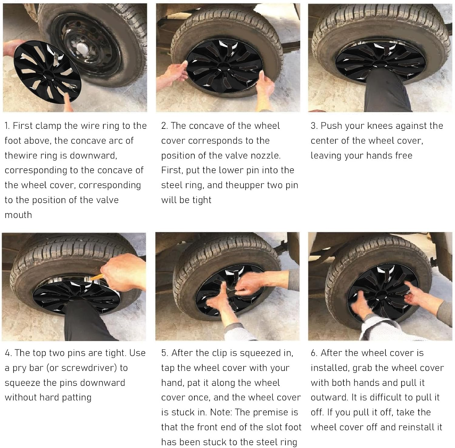 4Pcs Hub Cover 17 Inch Black Hubcap, Easy Installation, Wheel Protective, Fitness, Snap on Hub Caps For, Astra, Megane,308 image number 5