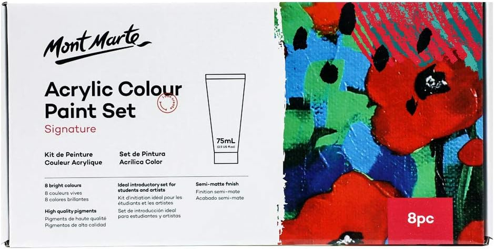 Mont Marte Signature Acrylic Colour Paint 8-Pieces Set, 75 Ml image number 5