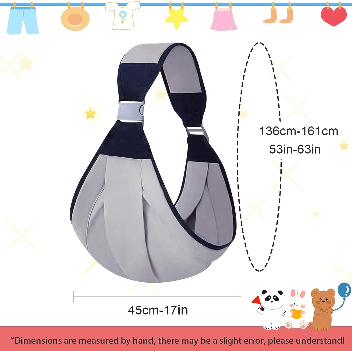 Uandhome Baby Carrier, Adjustable Hip Seat Carrier for Toddler, Baby Wrap Sling, Nursing Holder, Carrying 45 Lbs (Grey) image number 5