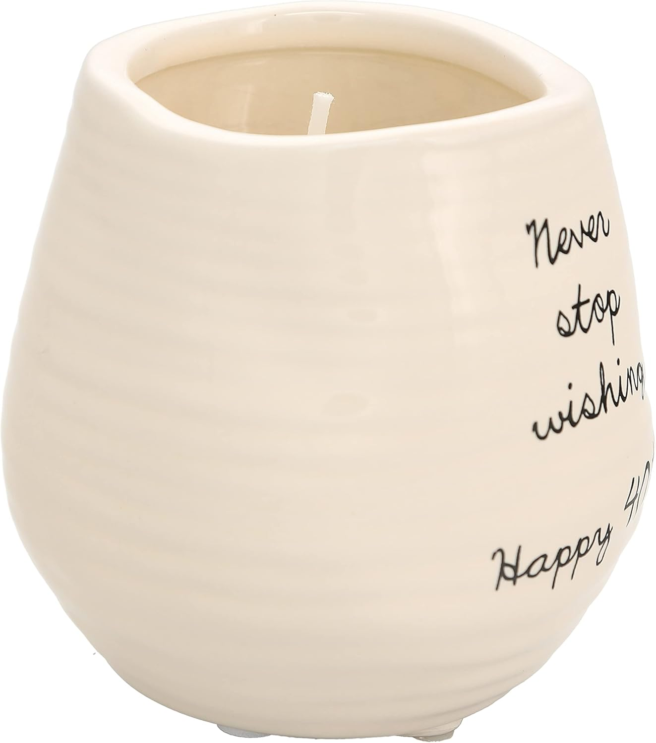 Pavilion Gift Company Never Stop Wishing Happy 40Th Birthday - 8 Oz Soy Wax Candle with Wick in a Yellow Ceramic Vessel 8 Oz-100 Scent: Serenity, 3.5 Inch Tall image number 1