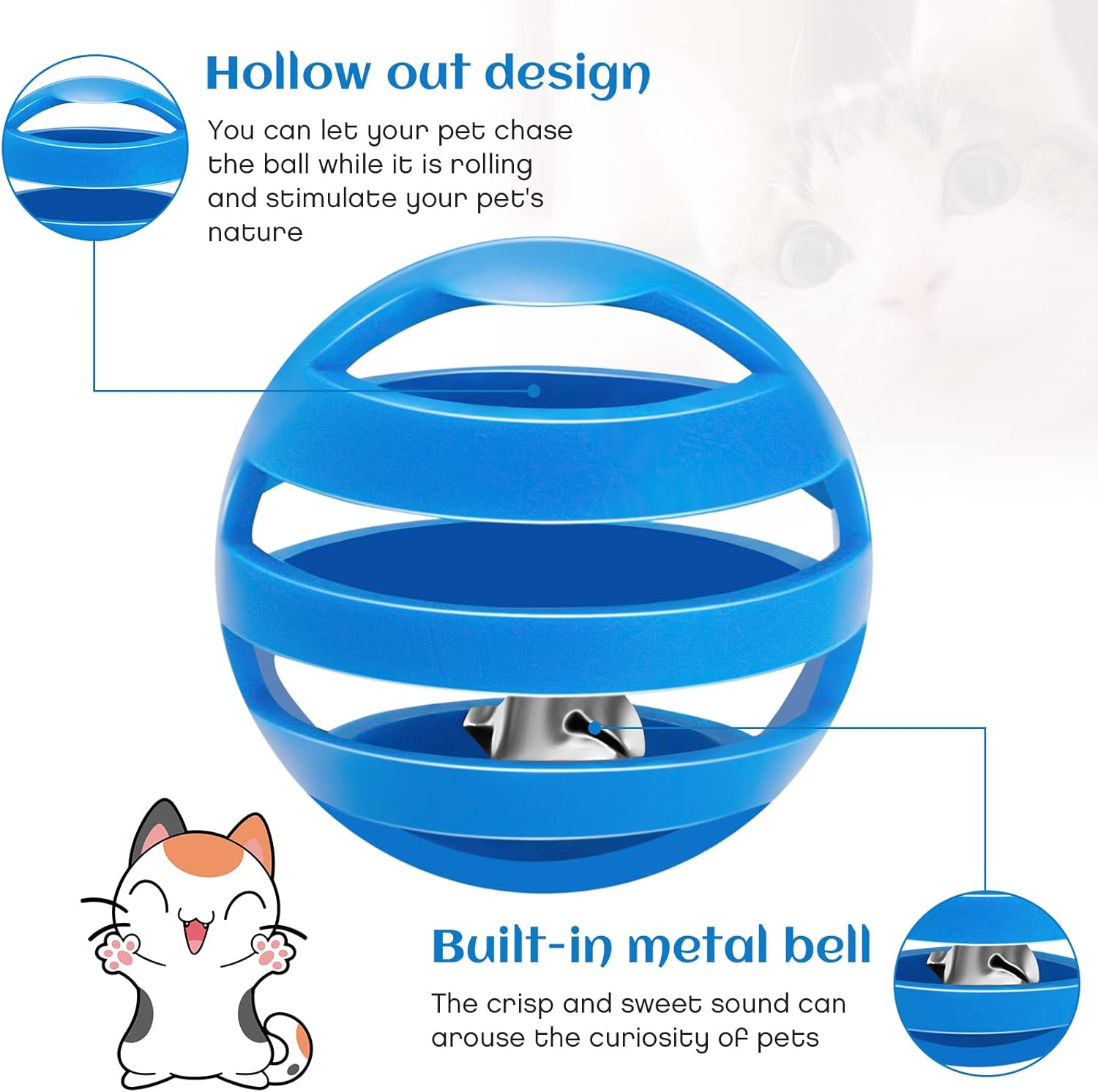 21 Pieces Plastic Cat Toy Balls with Bell inside Kitten Chase Toys Lattice Bell Balls Cat Pounce Rattle Ball with Black Plush Drawstring Bag for Cat Exercise and Play Indoor image number 1