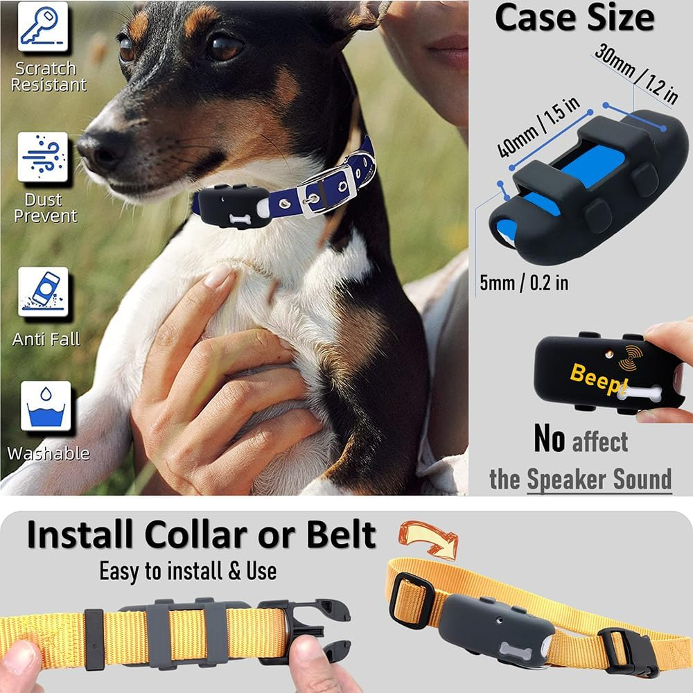 Counlisha 2 Packs Silicone Holder for Tractive GPS Pet Tracker,Waterproof Rubber Accessories Cover Item Finder Anti-Scratch,Secure Sturdy Lightweight Case with Strap for Dog Cat Collar (Black,Grey) image number 2