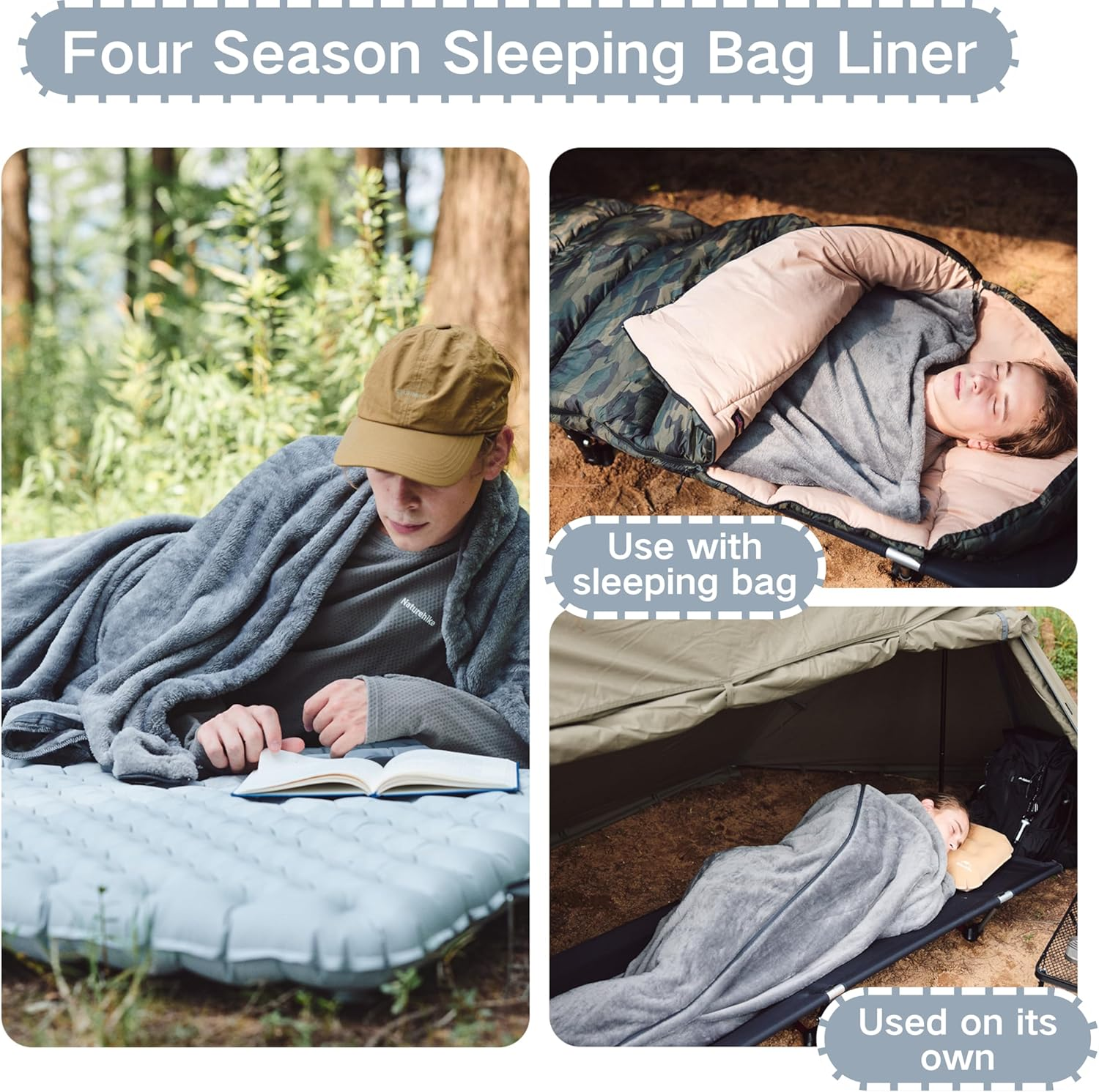 Naturehike Sleeping Bag Liner Cold Weather, for Camping, 2Lb/920G Lightweight Sleeping Sack for Outdoor Indoor, Sleeping Bag Blanket, Coral Fleece, Machine Washable image number 1