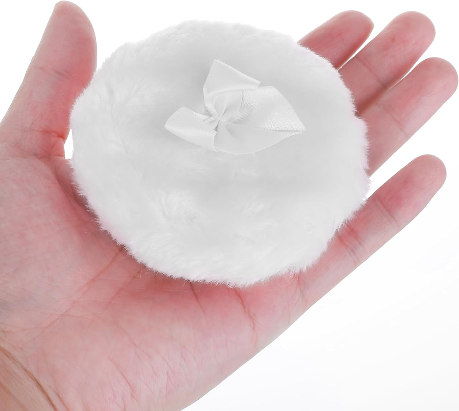 Sibba Large Fluffy Powder Puff - 4 Inch Ultra Soft Washable Reusable Velour Face Body Puff for Loose Powder - Wet Dry Makeup Tool (White) image number 6