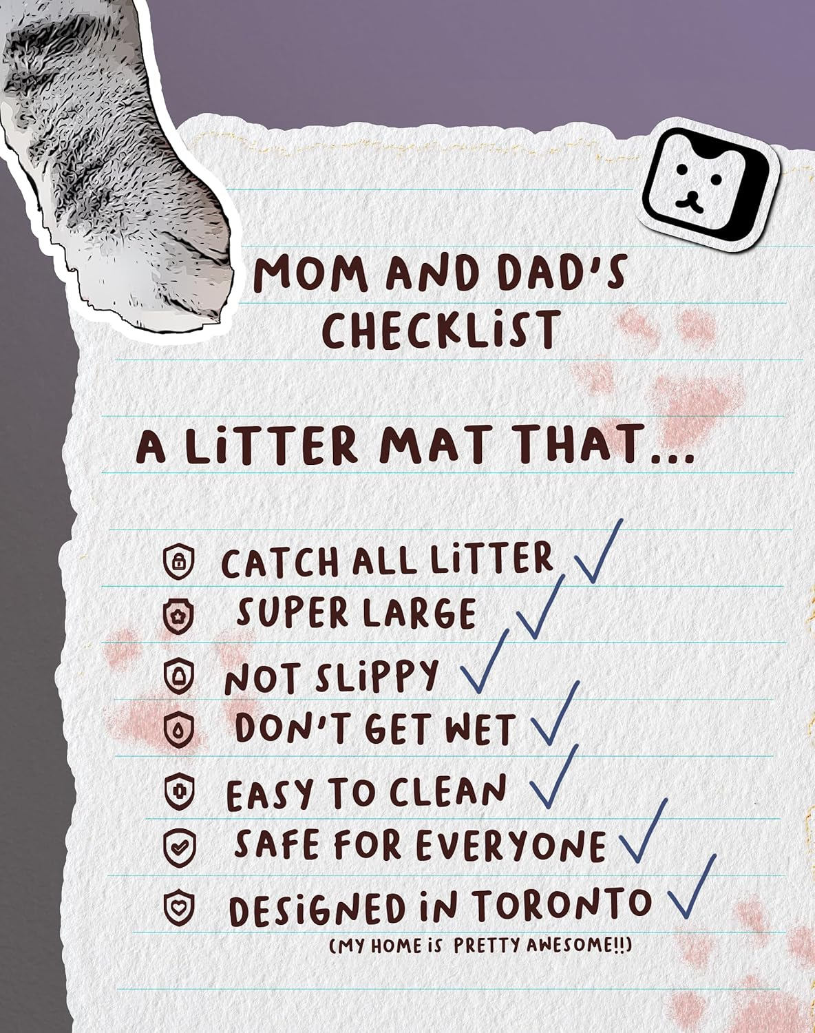 Lukamoo&reg; Cute Cat Litter Mat (24&rsquo;'X&rsquo;16&rsquo;&rsquo;), Large, for Kitty Litter & Cute Cat Litter Box, Cat Accessories for Indoor Cats image number 6