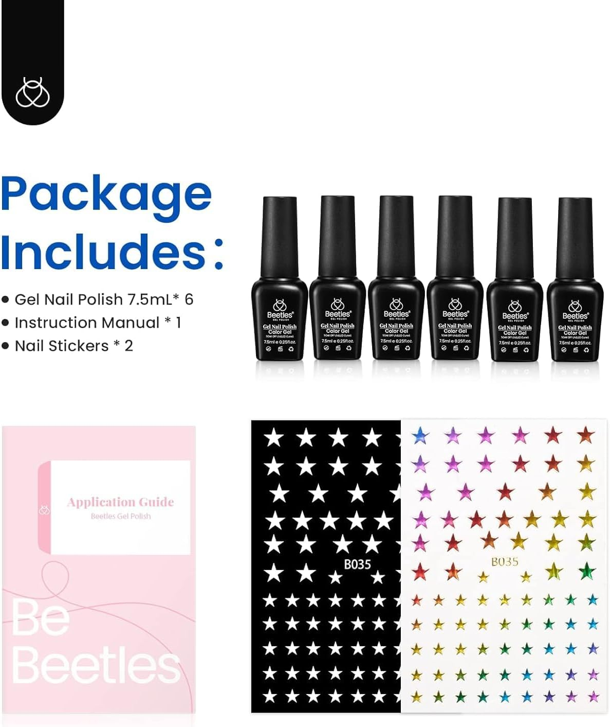 Beetles Gel Polish Gel Nail Polish Set - 6 Colors Red White Navy Blue Gel Polish Sliver Glitter Gel Polish Soak off Uv Nail Lamp Perfect for the July 4Th Manicure DIY Nail Art Design Women Girls image number 2