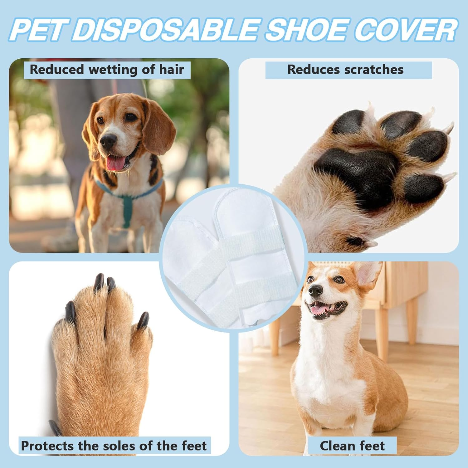 Disposable Dog Shoes for Small Dogs, Pet Shoes with Adjustable Adhesive Bandage, Dog Shoes and Paw Protection, 20 Pieces (L) image number 5